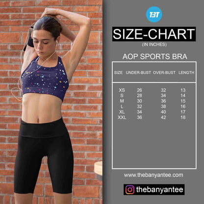 The Banyan Tee Custom AOP Sports Bra Size Chart