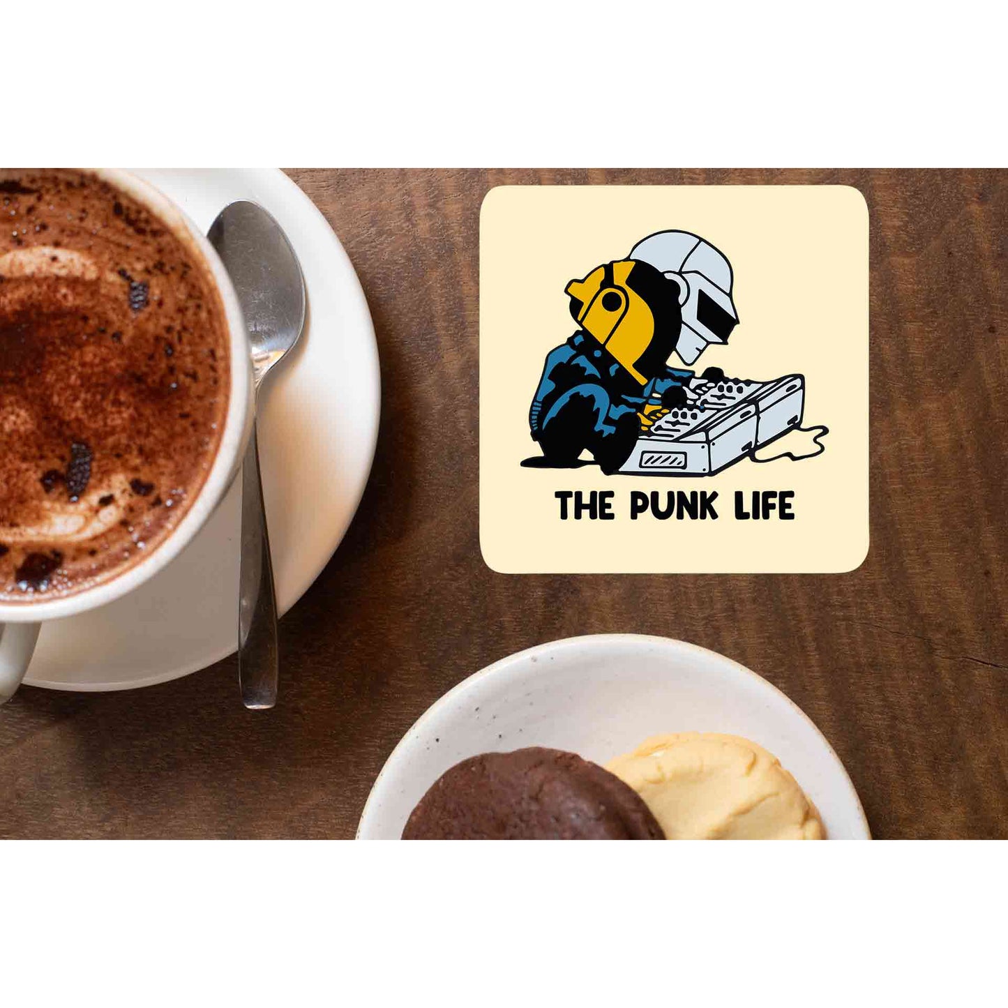 daft punk the punk life coasters wooden table cups indian music band buy online india the banyan tee tbt men women girls boys unisex