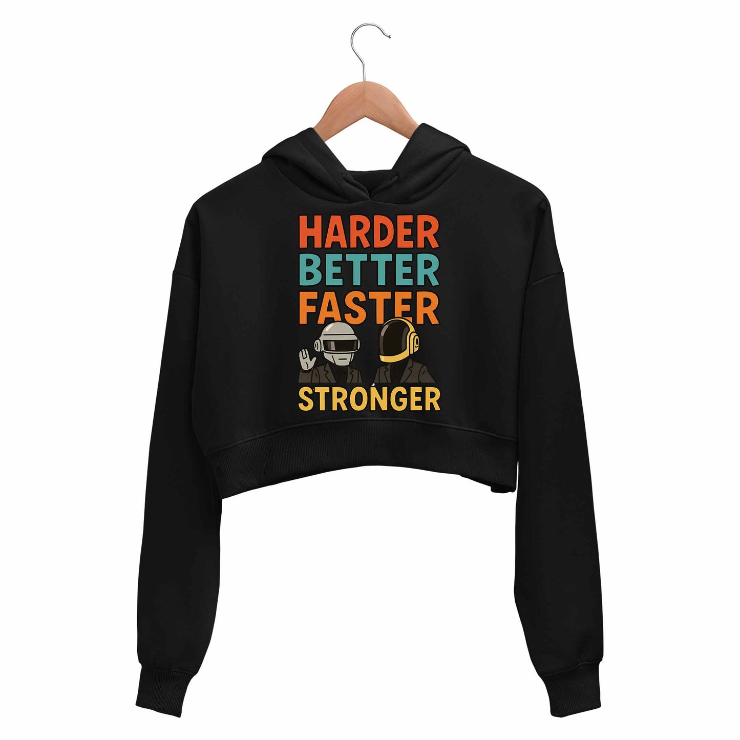 daft punk harder, better, faster, stronger crop hoodie hooded sweatshirt upper winterwear music band buy online india the banyan tee tbt men women girls boys unisex black
