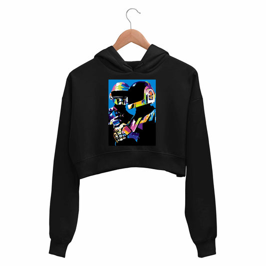 daft punk the duo crop hoodie hooded sweatshirt upper winterwear music band buy online india the banyan tee tbt men women girls boys unisex black