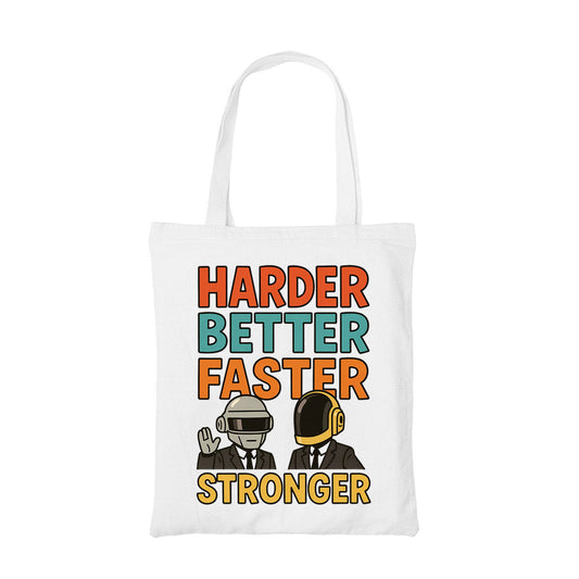 daft punk harder better faster stronger tote bag hand printed cotton women men unisex