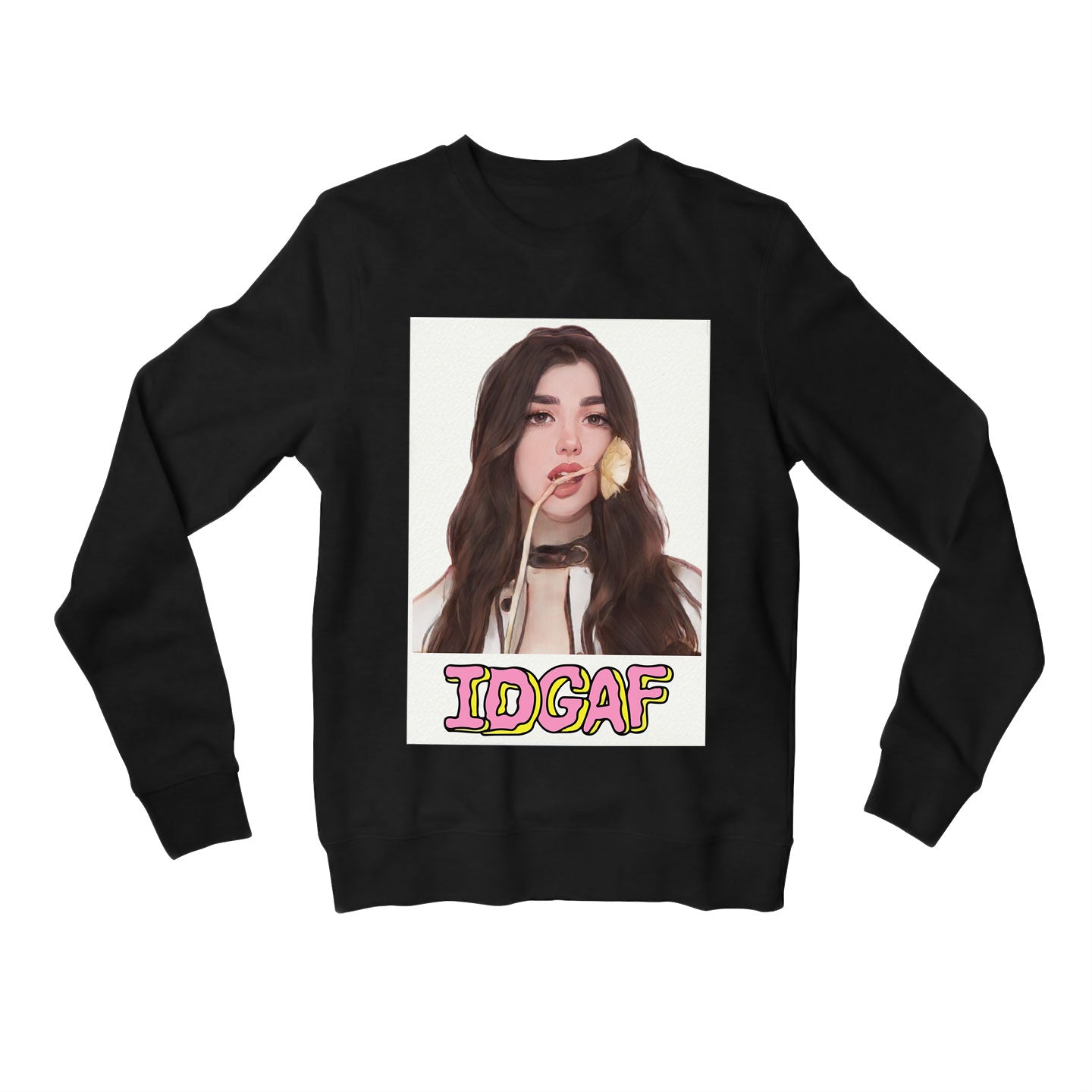 dua lipa idgaf sweatshirt upper winterwear music band buy online india the banyan tee tbt men women girls boys unisex black