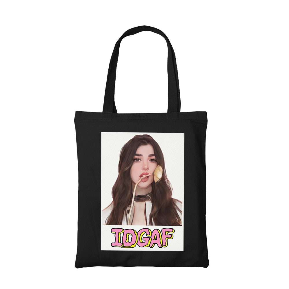 dua lipa idgaf tote bag hand printed cotton women men unisex