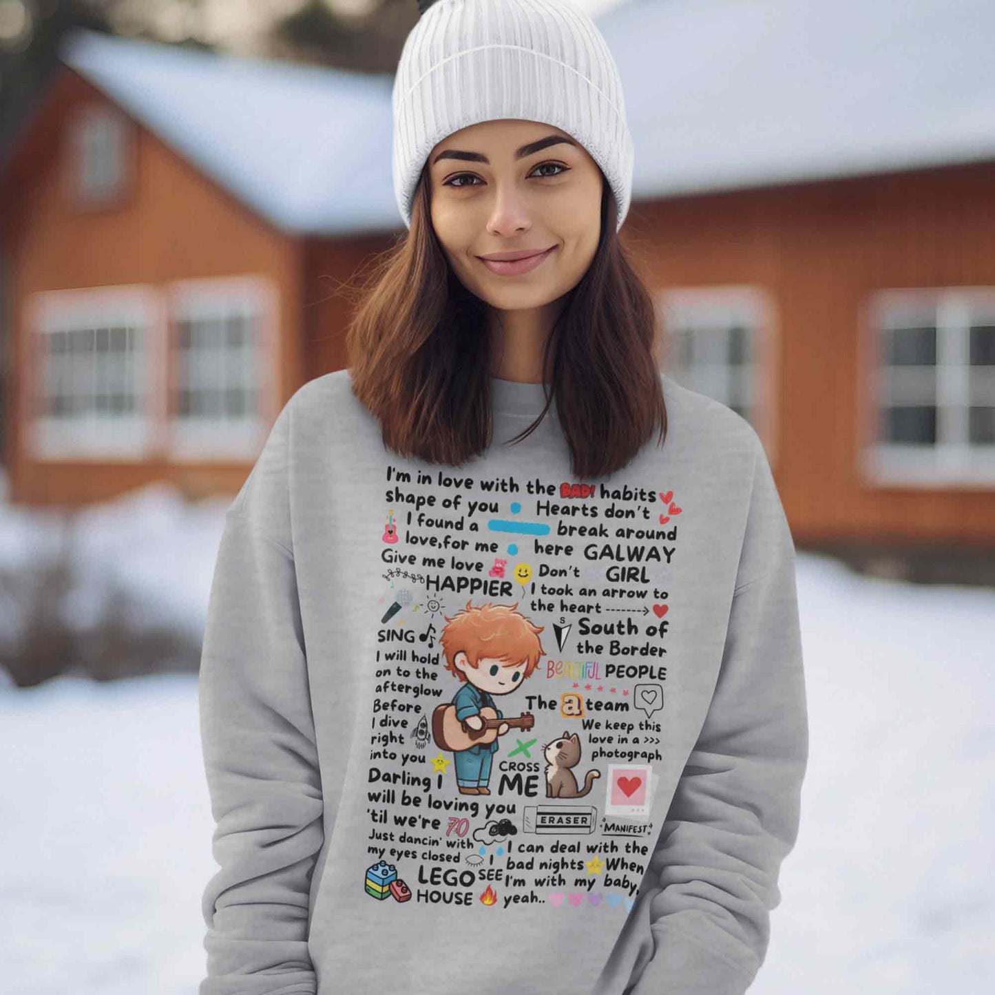 ed sheeran doodle sweatshirt upper winterwear music band buy online india the banyan tee tbt men women girls boys unisex gray