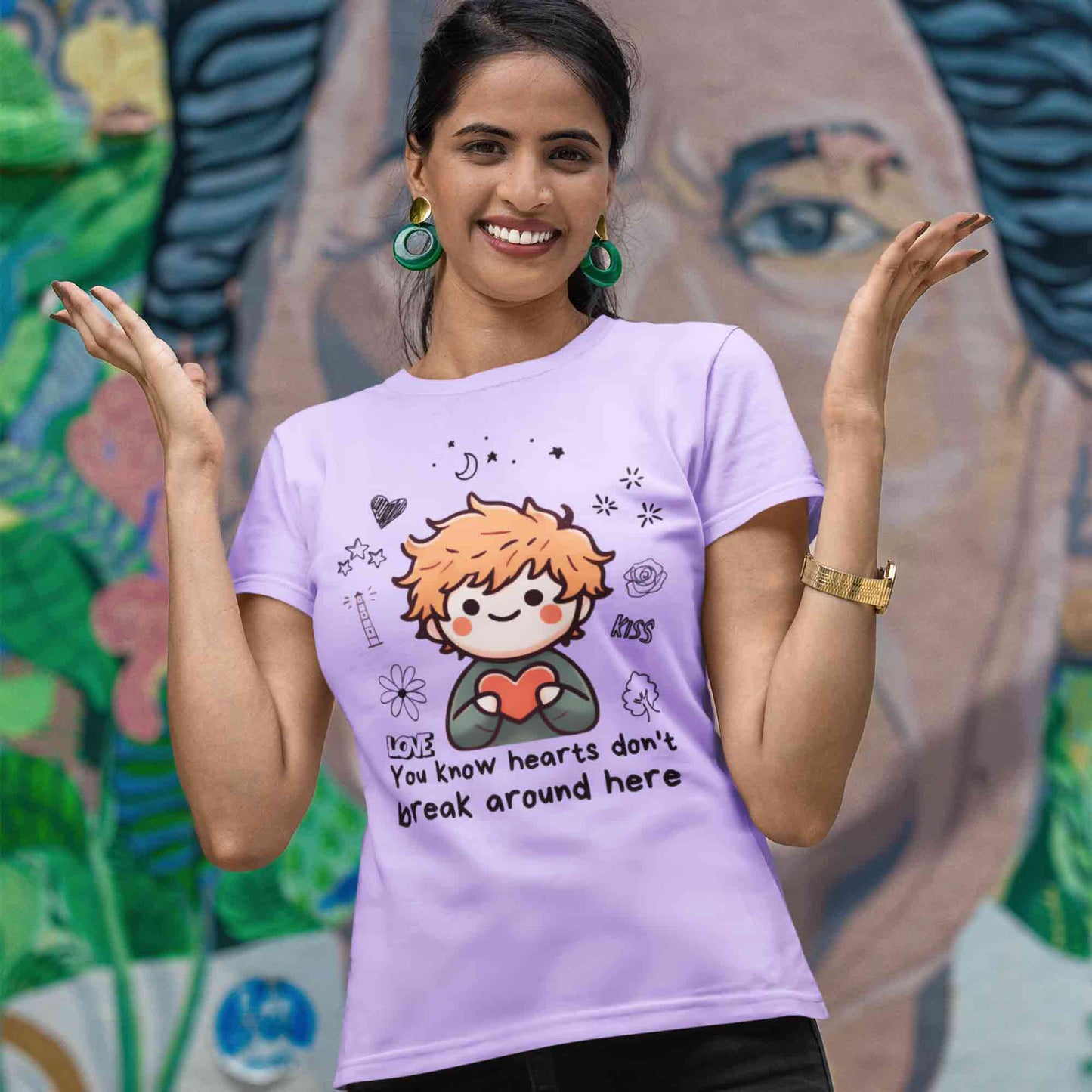 ed sheeran hearts don't break around here t-shirt music band buy online india the banyan tee tbt men women girls boys unisex Lavender