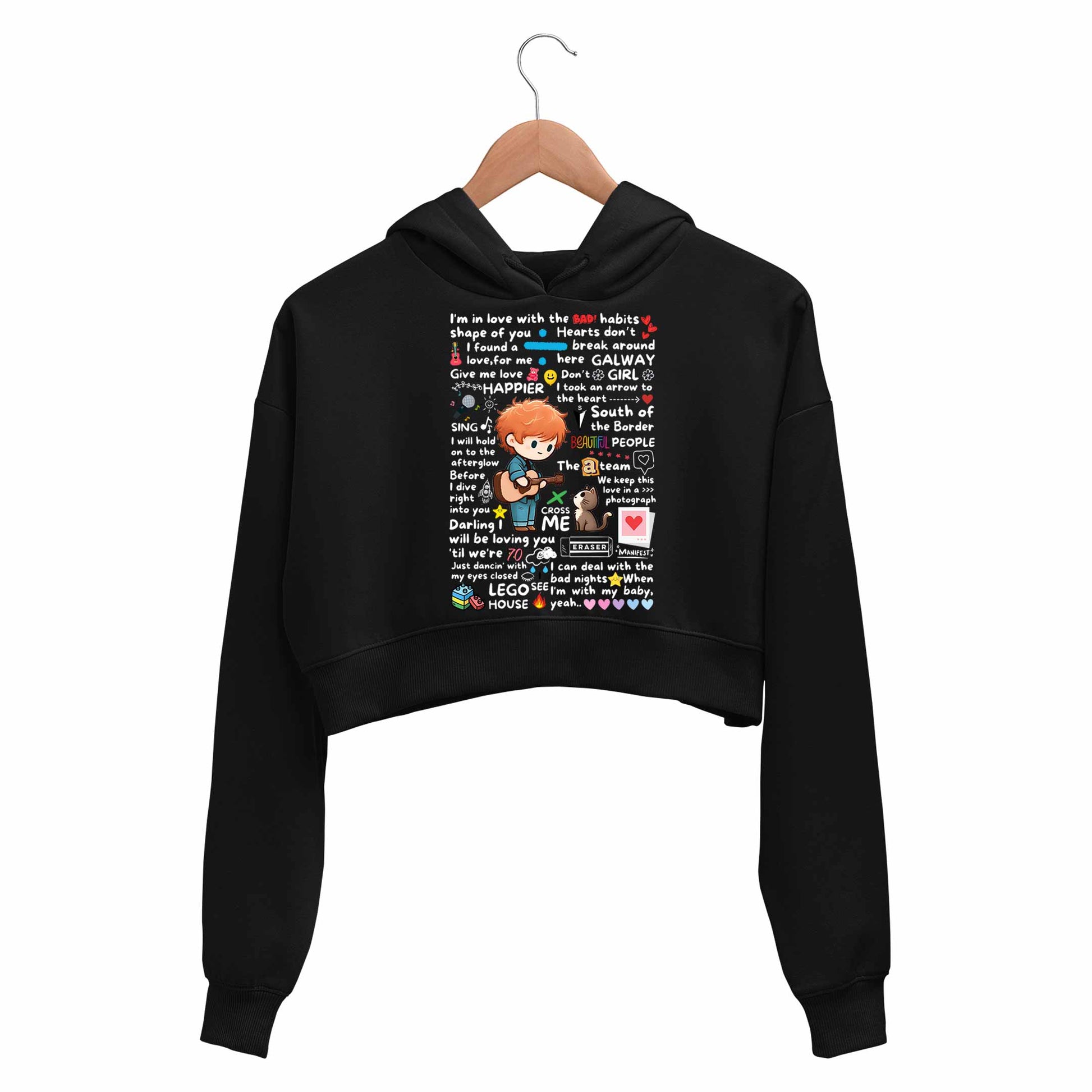 ed sheeran perfect crop hoodie hooded sweatshirt upper winterwear music band buy online india the banyan tee tbt men women girls boys unisex black