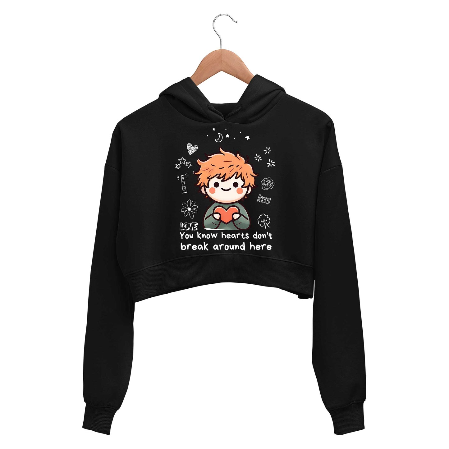 ed sheeran hearts don't break around here crop hoodie hooded sweatshirt upper winterwear music band buy online india the banyan tee tbt men women girls boys unisex black