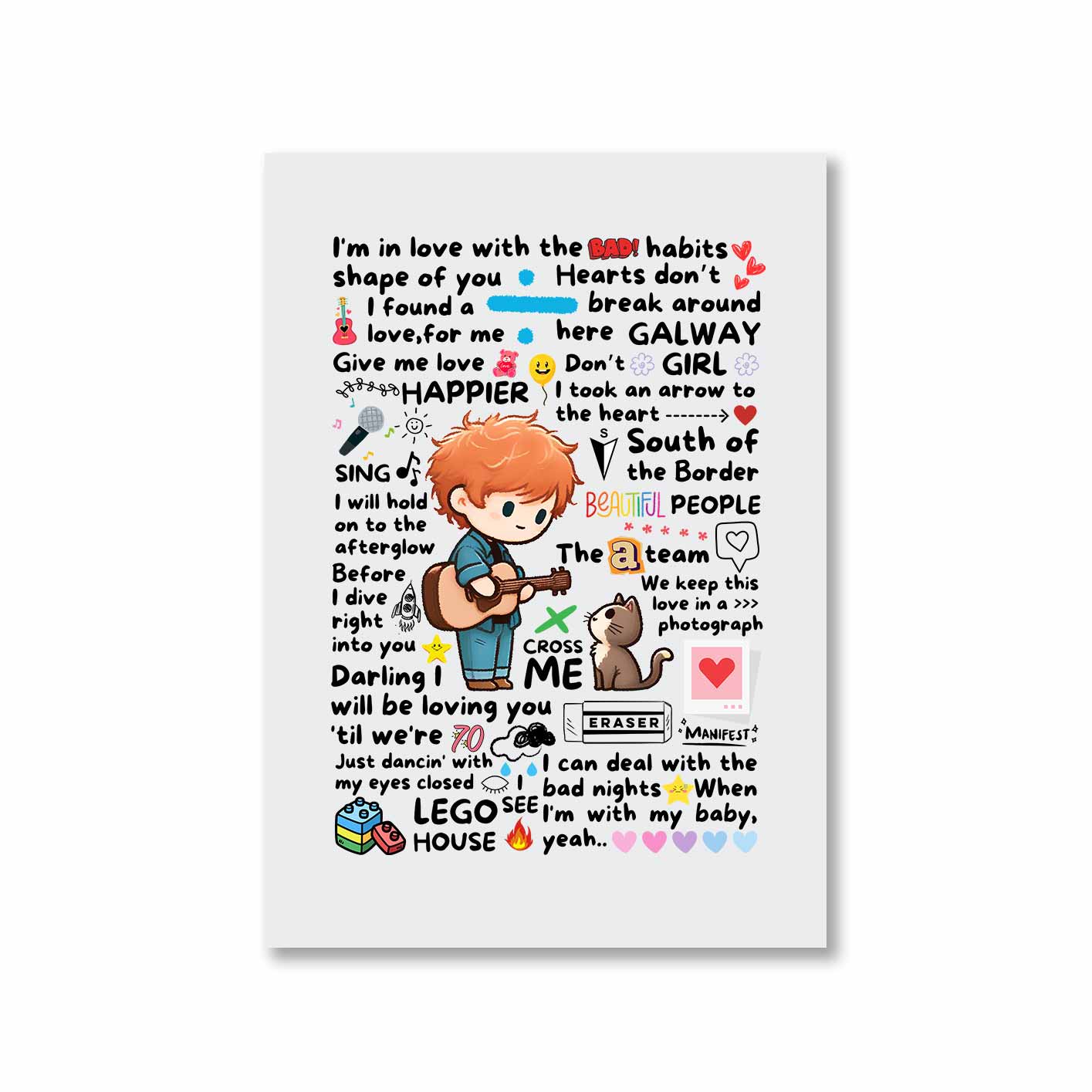 ed sheeran doodle poster wall art buy online india the banyan tee tbt a4