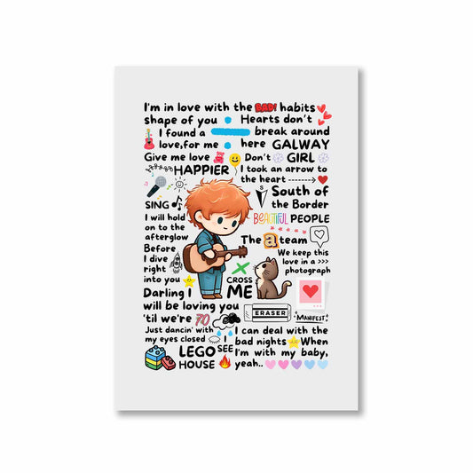 ed sheeran doodle poster wall art buy online india the banyan tee tbt a4