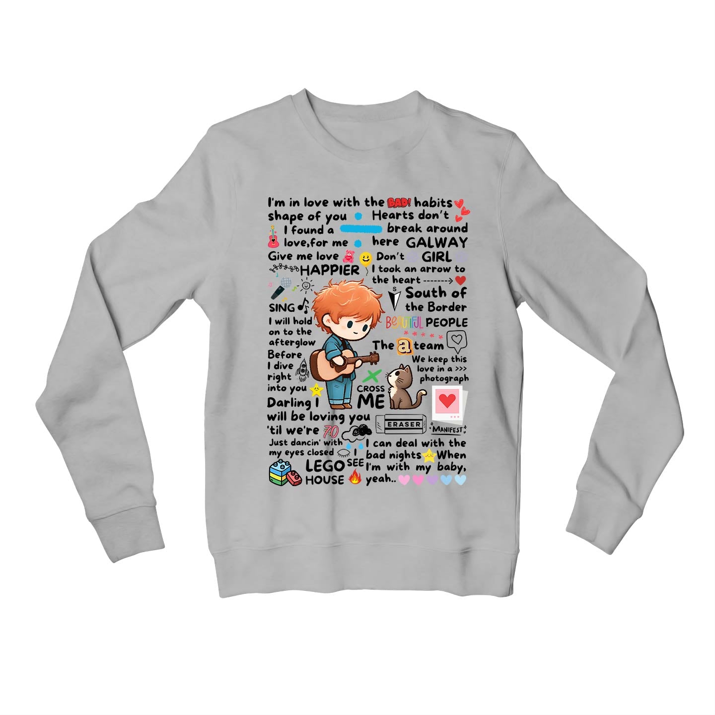 ed sheeran doodle sweatshirt upper winterwear music band buy online india the banyan tee tbt men women girls boys unisex gray