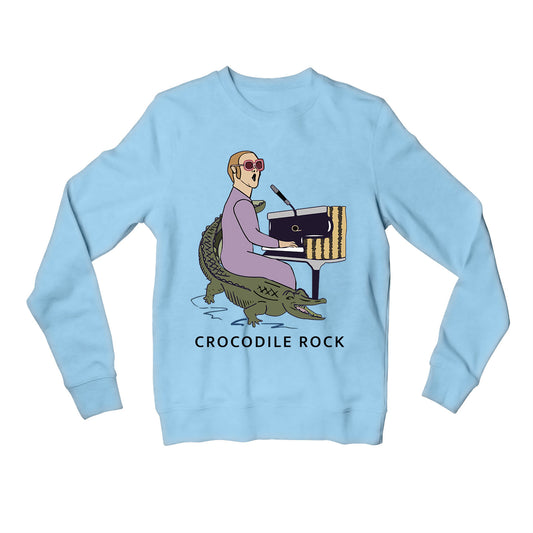 elton john crocodile rock sweatshirt upper winterwear music band buy online india the banyan tee tbt men women girls boys unisex baby blue