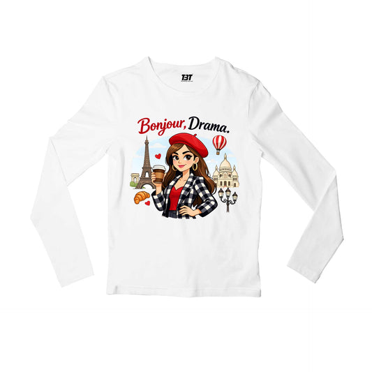 emily in paris bonjour drama full sleeves long sleeves tv & movies buy online india the banyan tee tbt men women girls boys unisex white 
