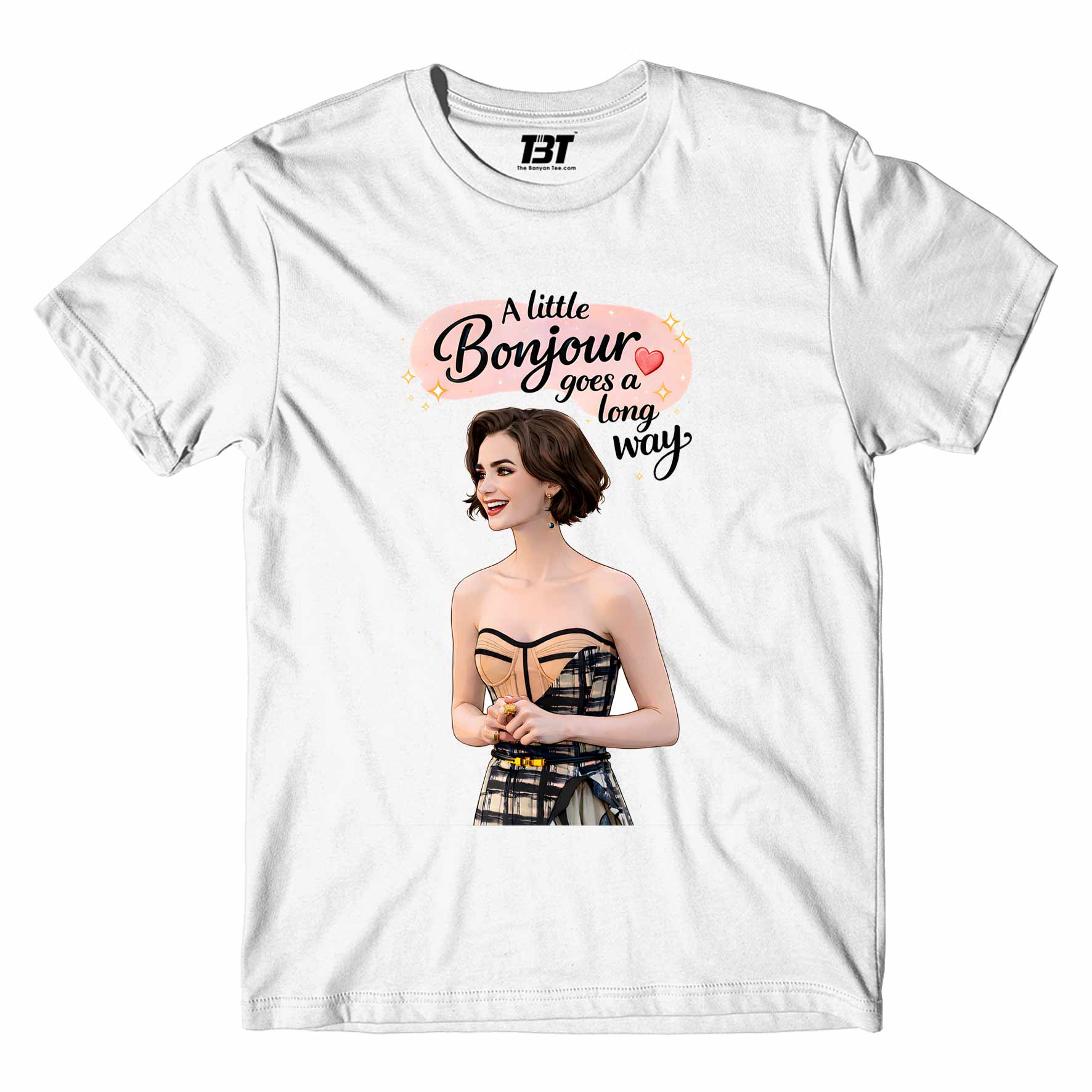 emily in paris a little bonjour t-shirt tv & movies buy online india the banyan tee tbt men women girls boys unisex white 