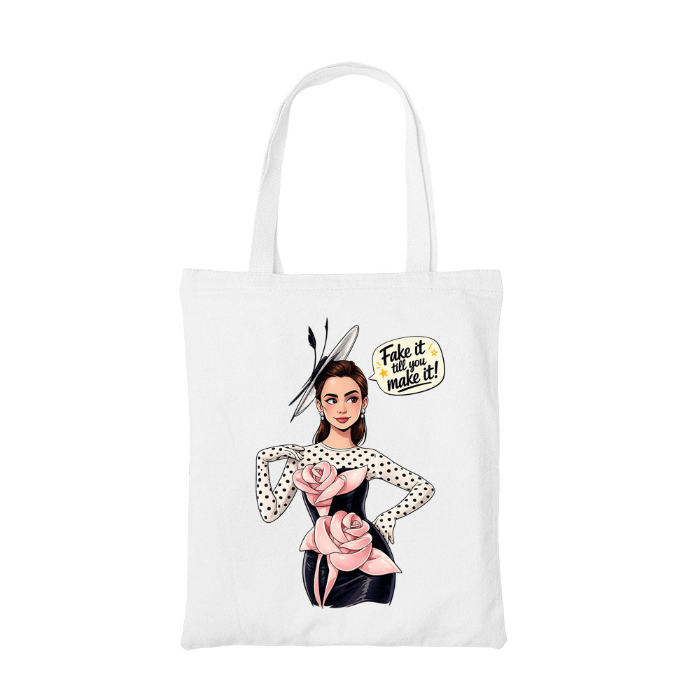 emily in paris fake it till you make it tote bag cotton printed tv & movies buy online india the banyan tee tbt men women girls boys unisex  