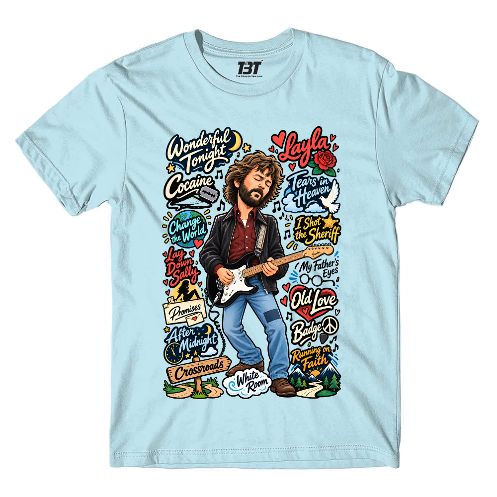 eric clapton clapton's canvas t-shirt music band buy online india the banyan tee tbt men women girls boys unisex baby blue 
