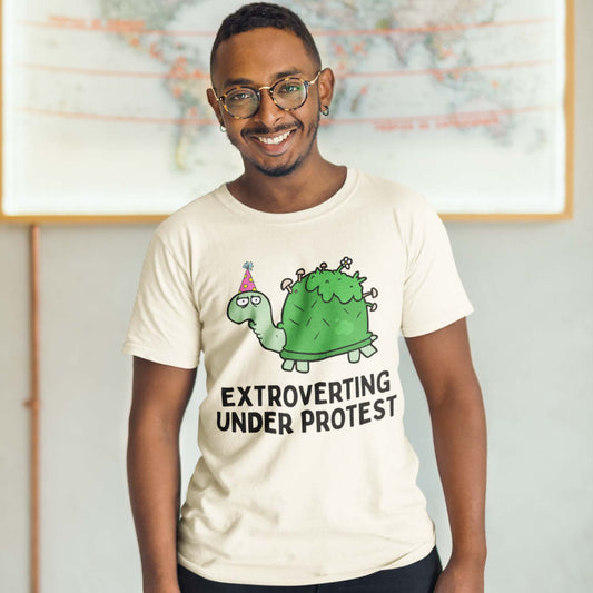 graphic extroverting under protest t-shirt printed graphic stylish buy online india the banyan tee tbt men women girls boys unisex off white 