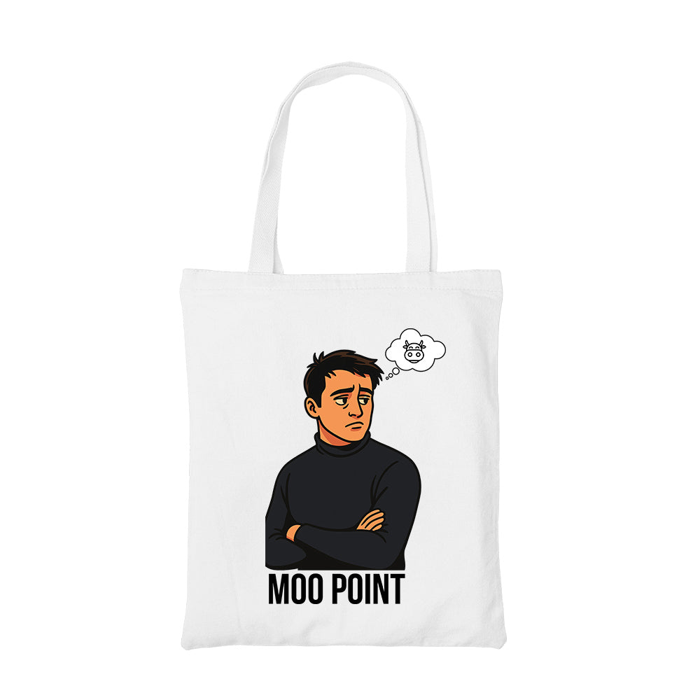 friends moo point tote bag hand printed cotton women men unisex