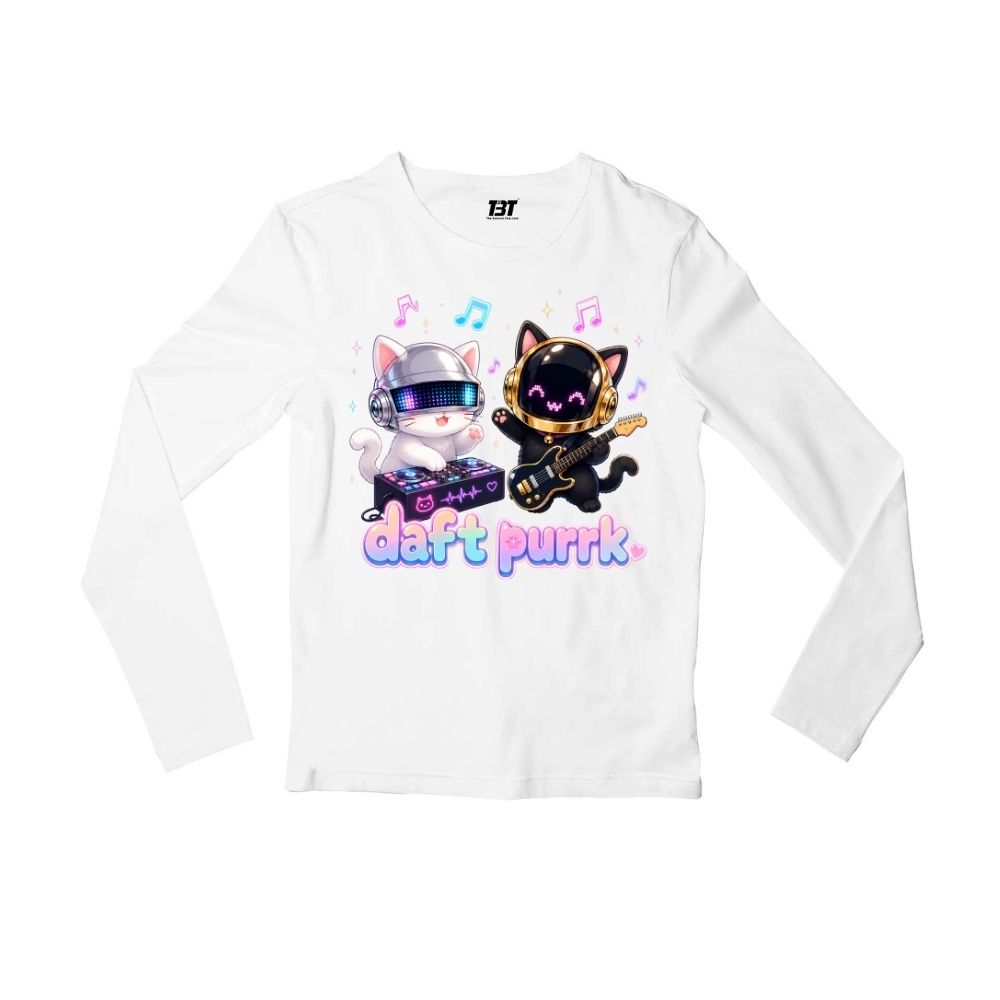 daft punk daft purrk full sleeves long sleeves music band buy online india the banyan tee tbt men women girls boys unisex white 