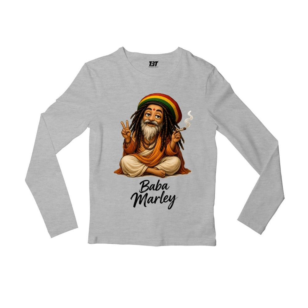 bob marley baba marley full sleeves long sleeves music band buy online india the banyan tee tbt men women girls boys unisex gray 
