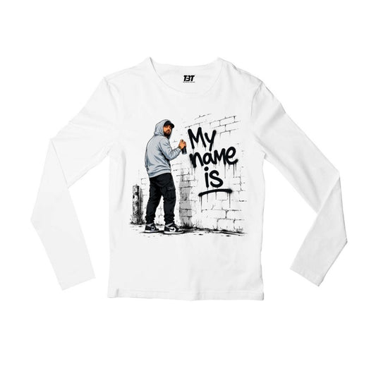 eminem my name is full sleeves long sleeves music band buy online india the banyan tee tbt men women girls boys unisex white 
