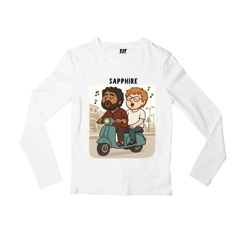 ed sheeran sapphire full sleeves long sleeves music band buy online india the banyan tee tbt men women girls boys unisex white 