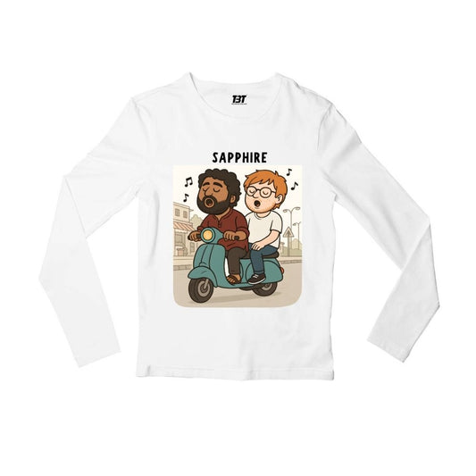 ed sheeran sapphire full sleeves long sleeves music band buy online india the banyan tee tbt men women girls boys unisex white 