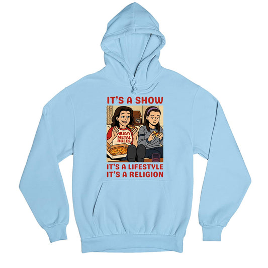 gilmore girls religion hoodie hooded sweatshirt winterwear tv & movies buy online india the banyan tee tbt men women girls boys unisex baby blue