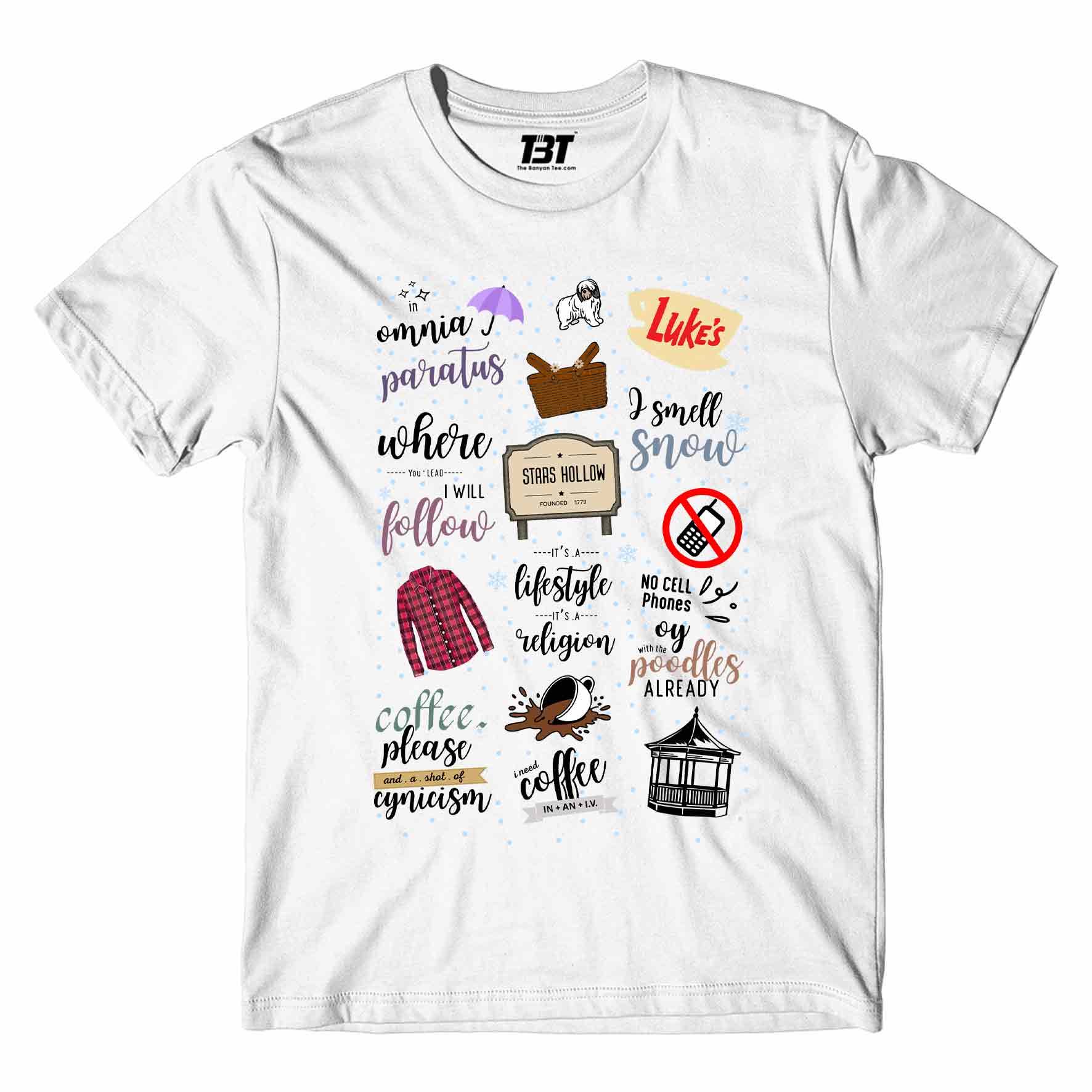 gilmore girls banter and coffee t-shirt tv & movies buy online india the banyan tee tbt men women girls boys unisex white