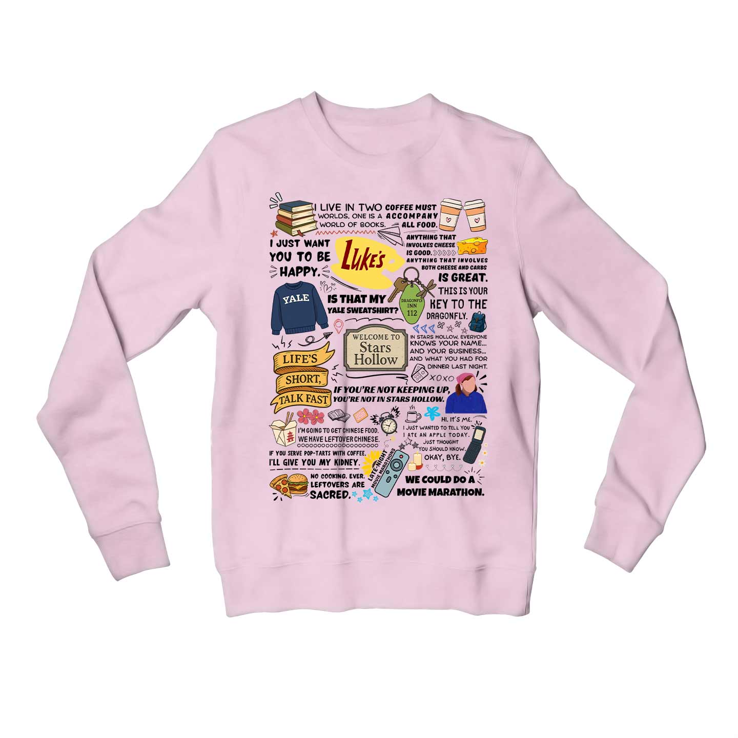 gilmore girls stars hollow doodle sweatshirt upper winterwear tv & movies buy online india the banyan tee tbt men women girls boys unisex baby pink