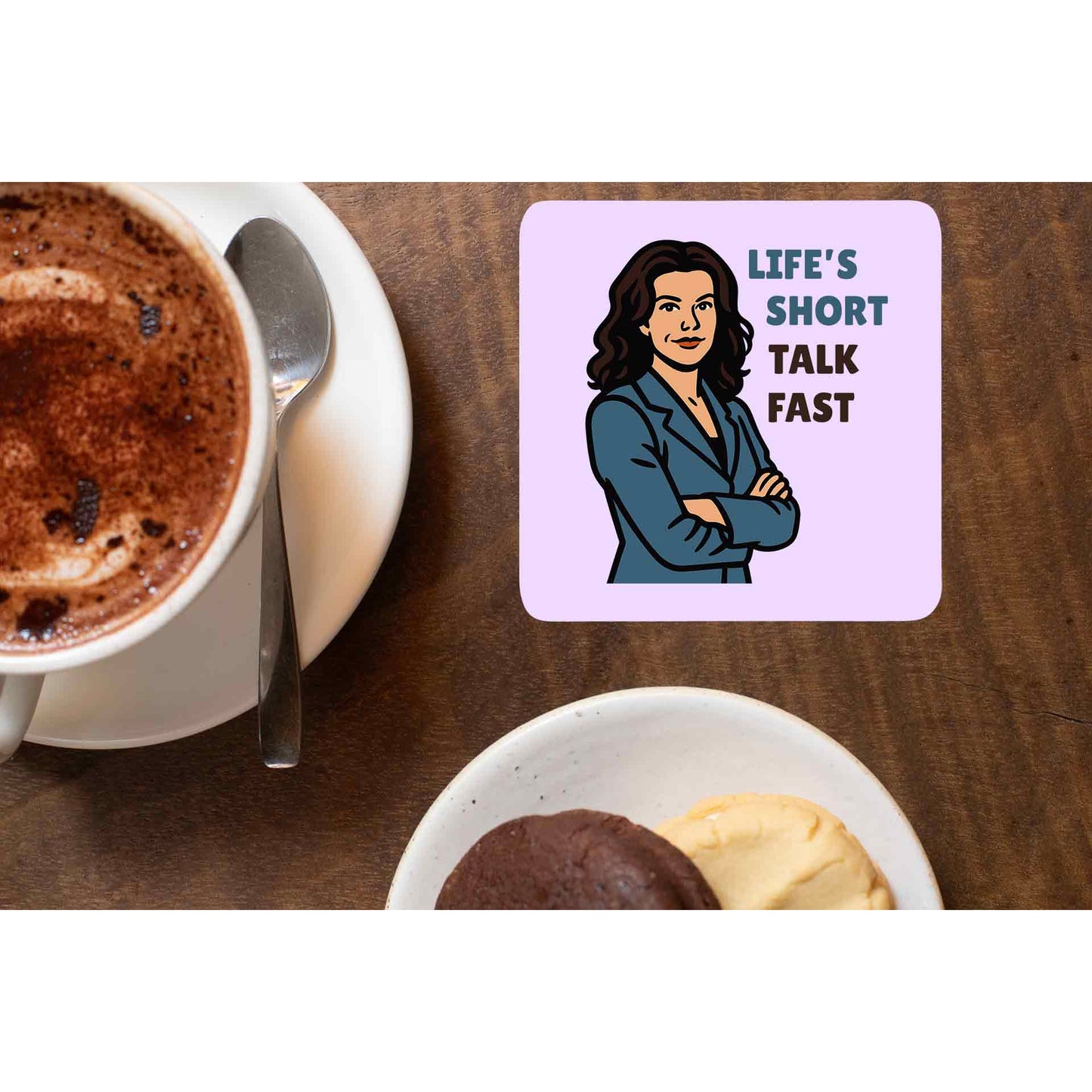 gilmore girls talk fast coasters wooden table cups indian tv & movies buy online india the banyan tee tbt men women girls boys unisex  
