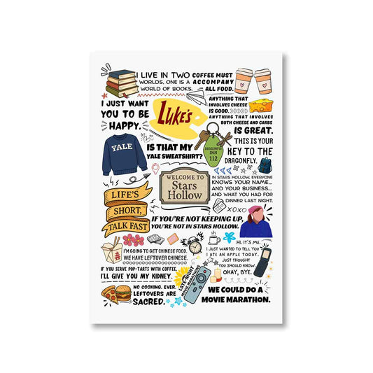 gilmore girls stars hollow doodle poster wall art buy online india the banyan tee tbt a4
