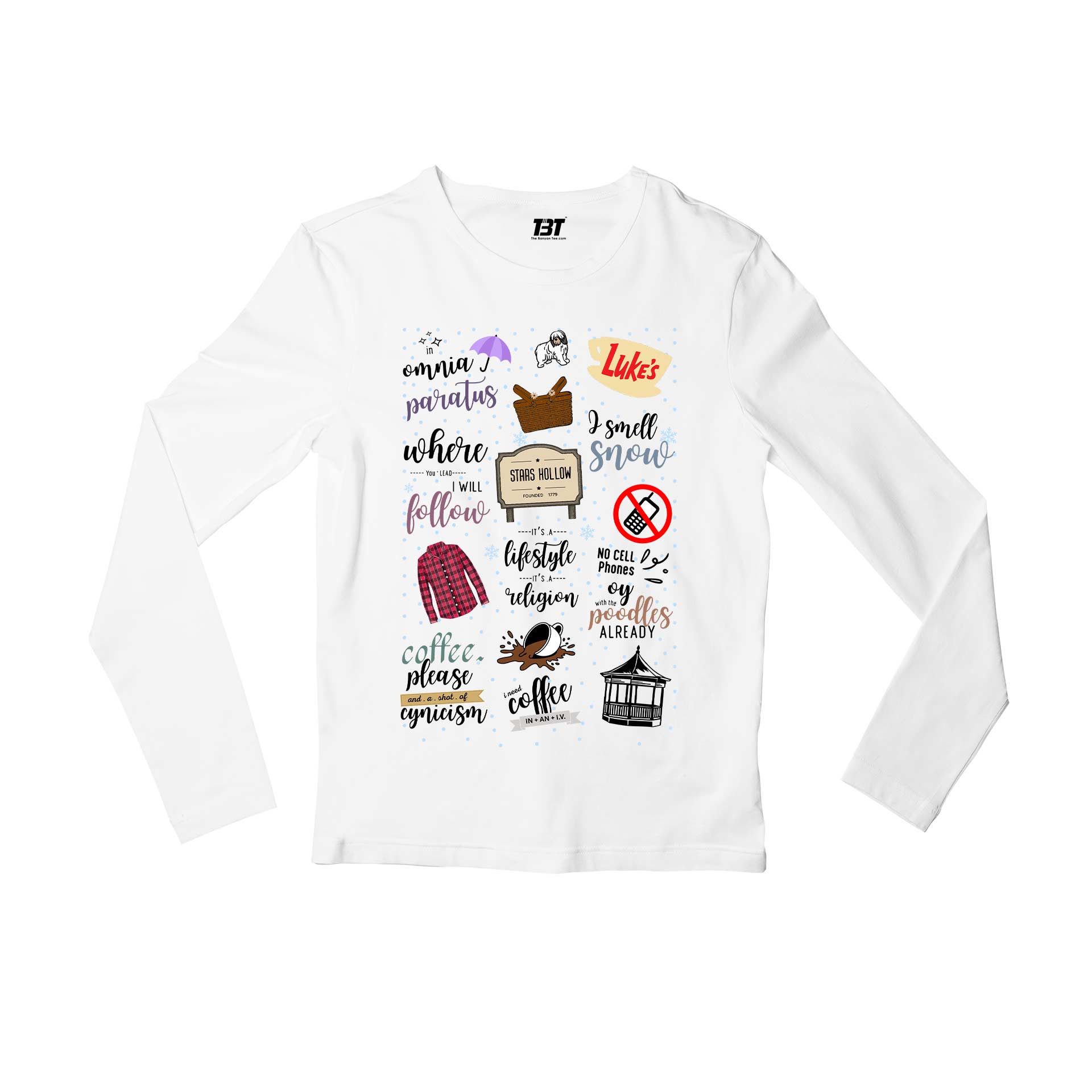 gilmore girls banter and coffee full sleeves long sleeves tv & movies buy online india the banyan tee tbt men women girls boys unisex white
