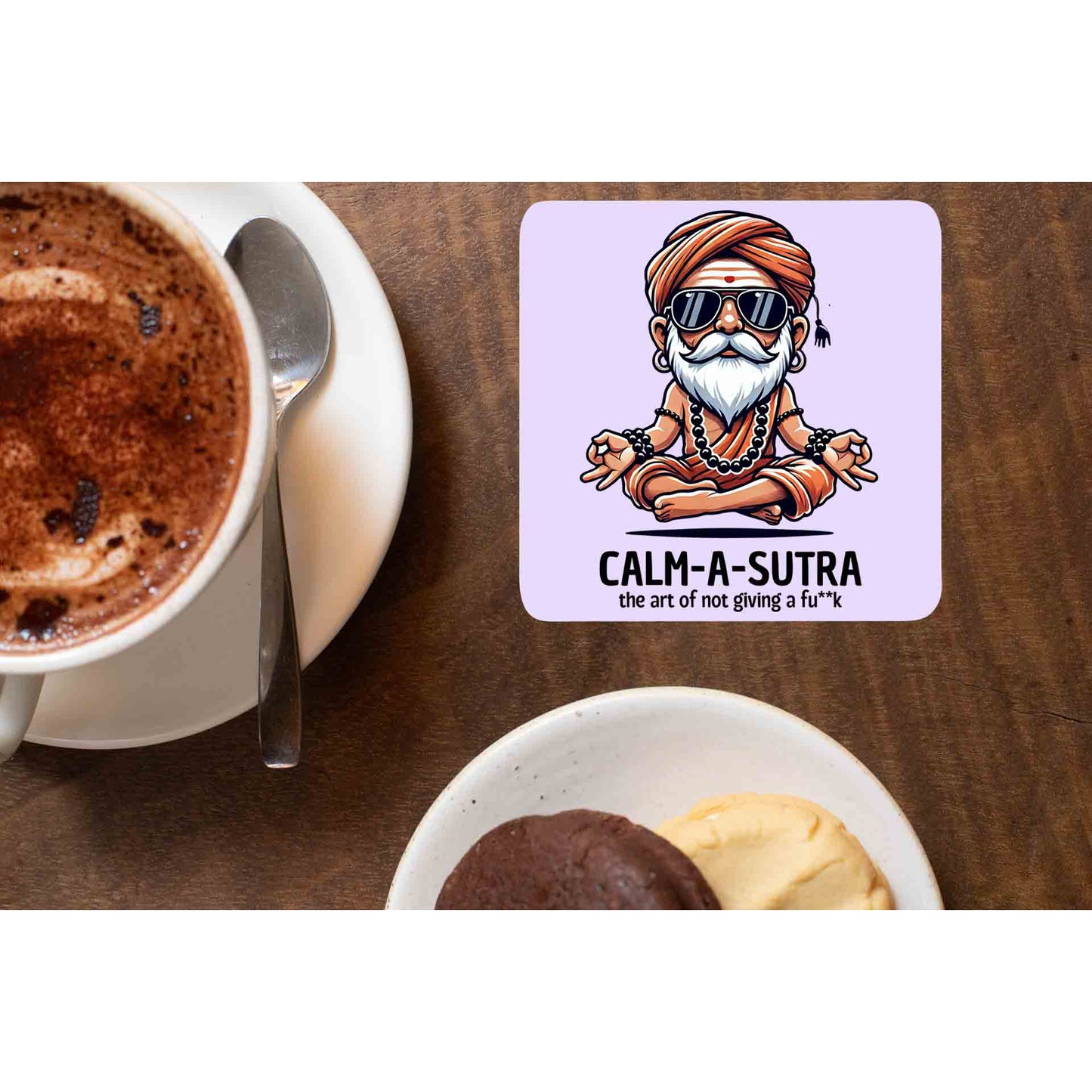 printed calm a sutra coasters wooden table cups indian printed graphic stylish buy online india the banyan tee tbt men women girls boys unisex