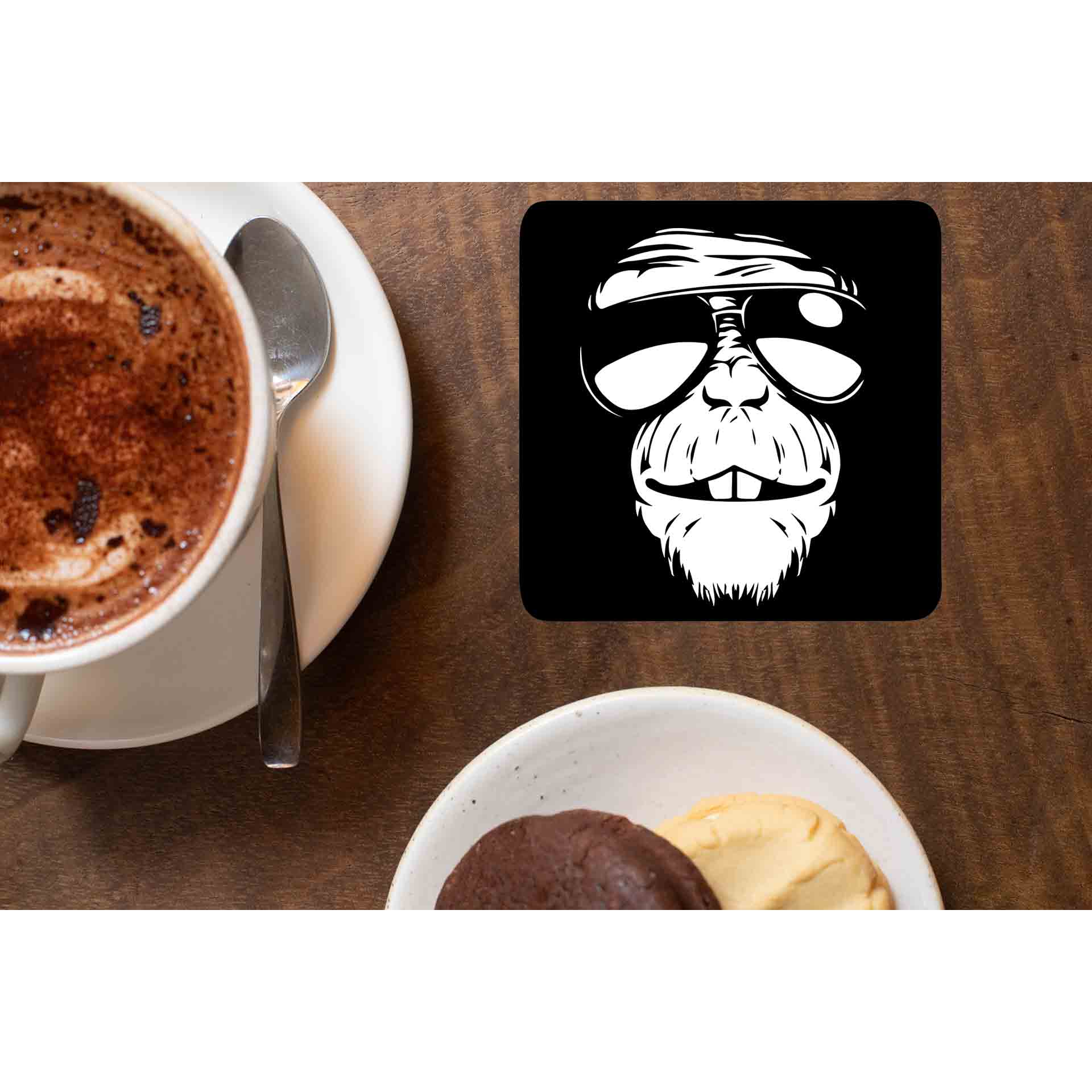 printed chimp coasters wooden table cups indian printed graphic stylish buy online india the banyan tee tbt men women girls boys unisex