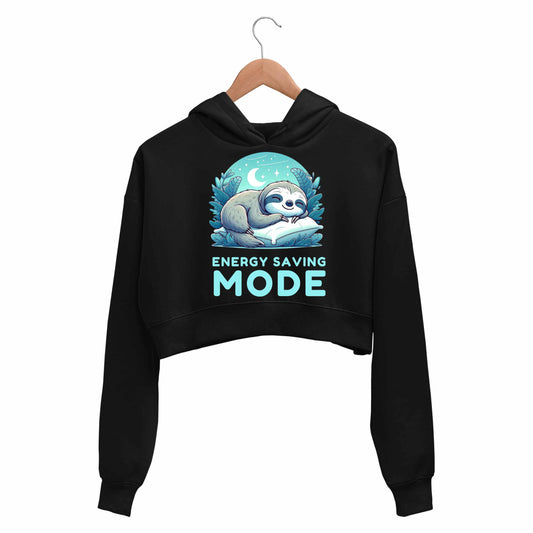 printed energy saving mode crop hoodie hooded sweatshirt upper winterwear printed graphic stylish buy online india the banyan tee tbt men women girls boys unisex black 