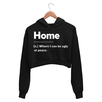 printed home is crop hoodie hooded sweatshirt upper winterwear printed graphic stylish buy online india the banyan tee tbt men women girls boys unisex black 