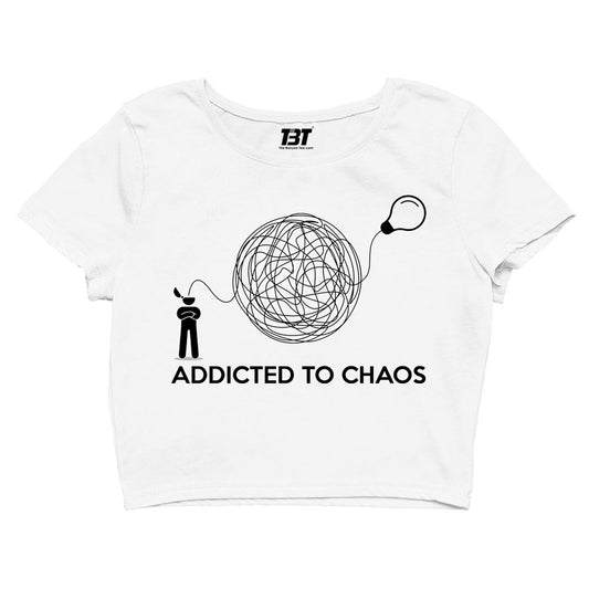 printed addicted to chaos crop top printed graphic stylish buy online india the banyan tee tbt men women girls boys unisex s 