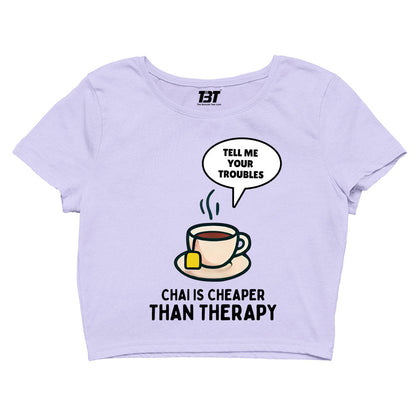 printed chai is cheaper than therapy crop top printed graphic stylish buy online india the banyan tee tbt men women girls boys unisex s 