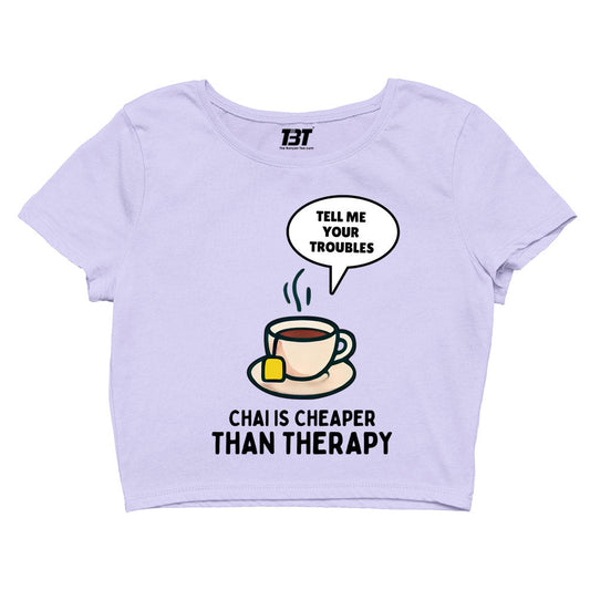 printed chai is cheaper than therapy crop top printed graphic stylish buy online india the banyan tee tbt men women girls boys unisex s 
