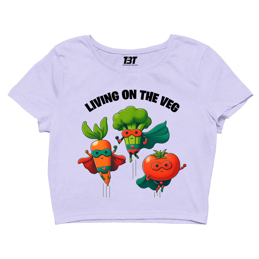 printed living on the veg crop top printed graphic stylish buy online india the banyan tee tbt men women girls boys unisex s 