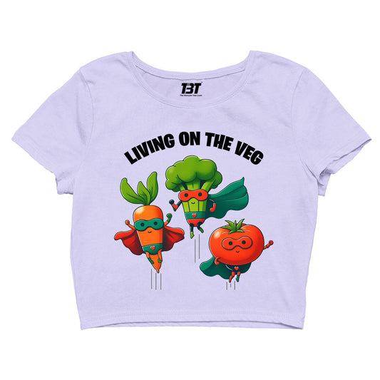 printed living on the veg crop top printed graphic stylish buy online india the banyan tee tbt men women girls boys unisex s 