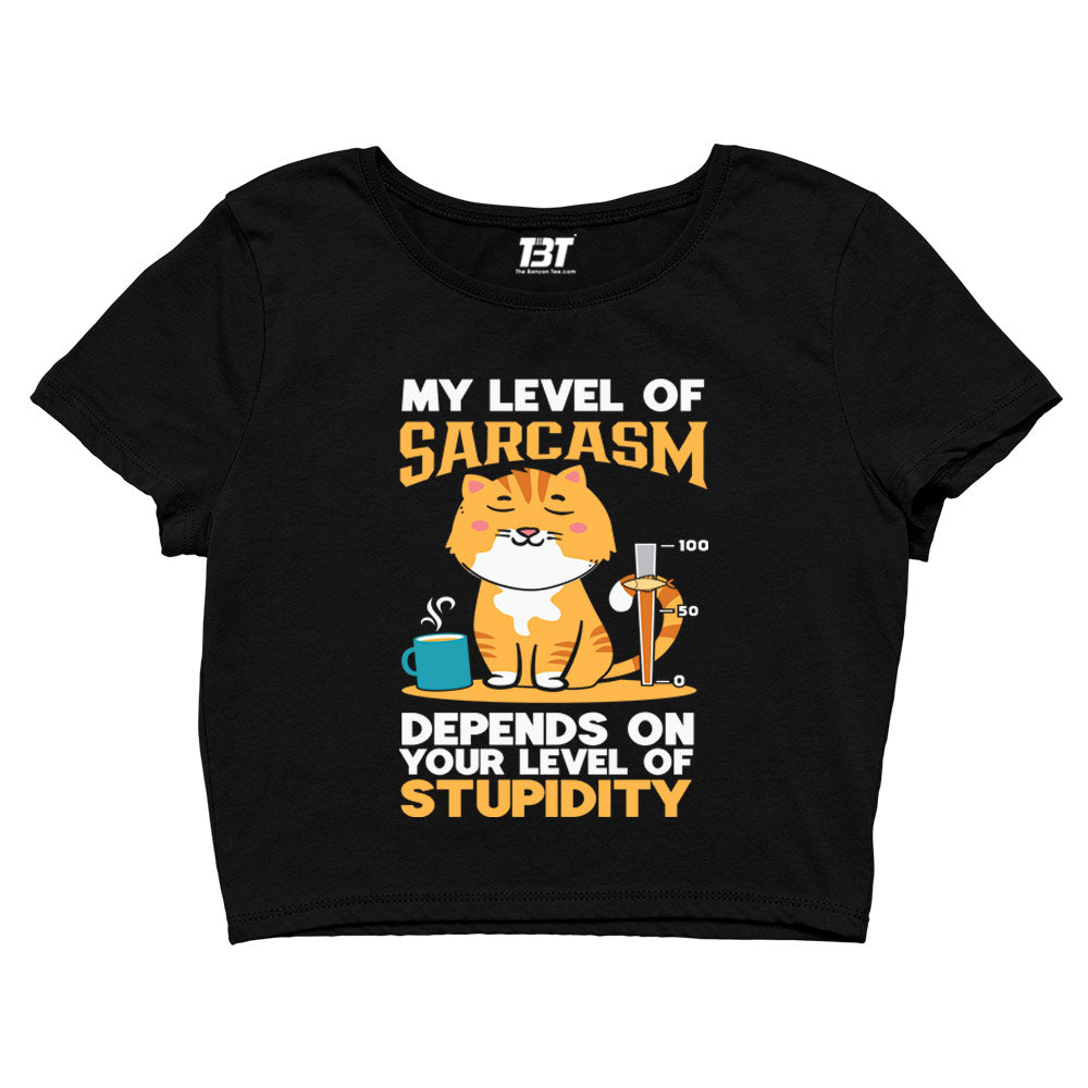 printed my level of sarcasm crop top printed graphic stylish buy online india the banyan tee tbt men women girls boys unisex s 