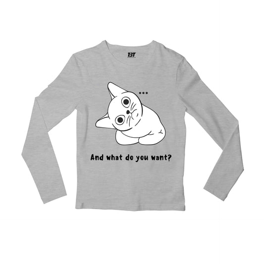 printed what do you want full sleeves long sleeves printed graphic stylish buy online india the banyan tee tbt men women girls boys unisex gray