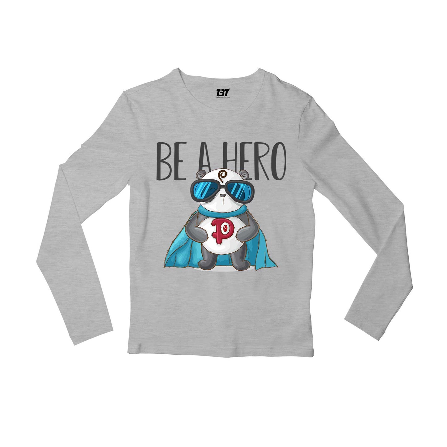 printed be a hero full sleeves long sleeves printed graphic stylish buy online india the banyan tee tbt men women girls boys unisex gray