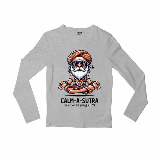 printed calm a sutra full sleeves long sleeves printed graphic stylish buy online india the banyan tee tbt men women girls boys unisex gray