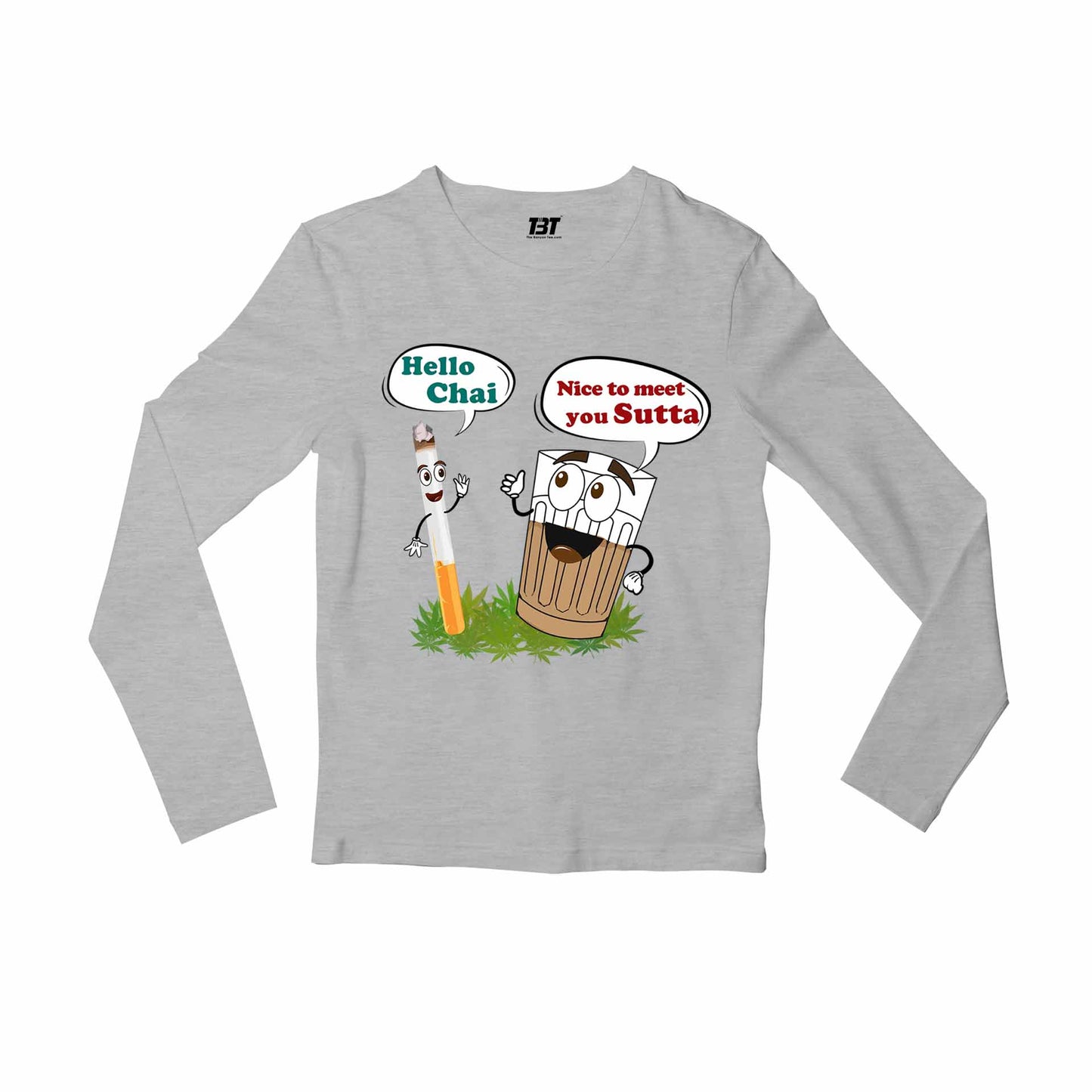printed chai sutta full sleeves long sleeves printed graphic stylish buy online india the banyan tee tbt men women girls boys unisex gray