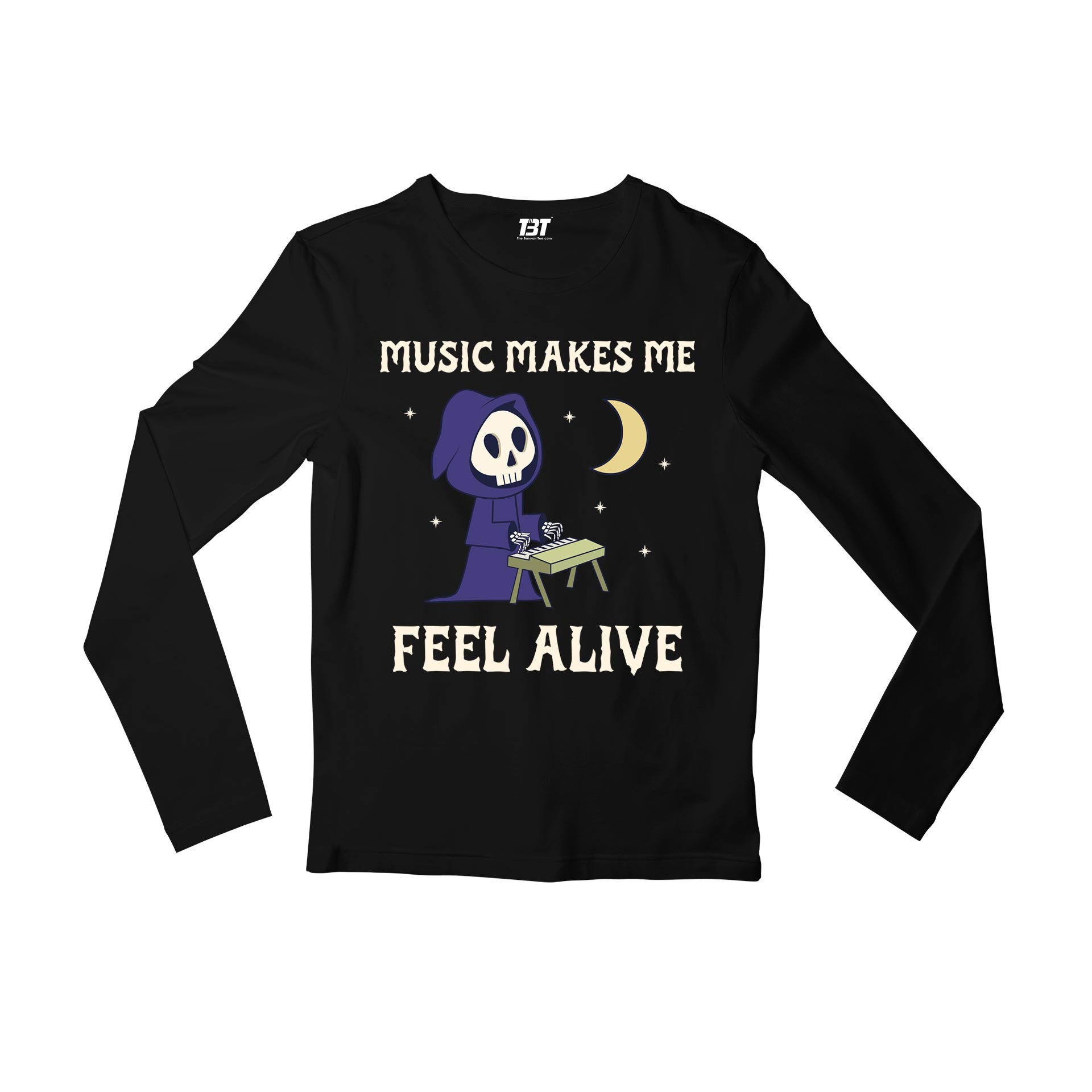printed music makes me full sleeves long sleeves printed graphic stylish buy online india the banyan tee tbt men women girls boys unisex black