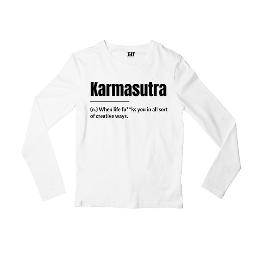 printed karmasutra full sleeves long sleeves printed graphic stylish buy online india the banyan tee tbt men women girls boys unisex white