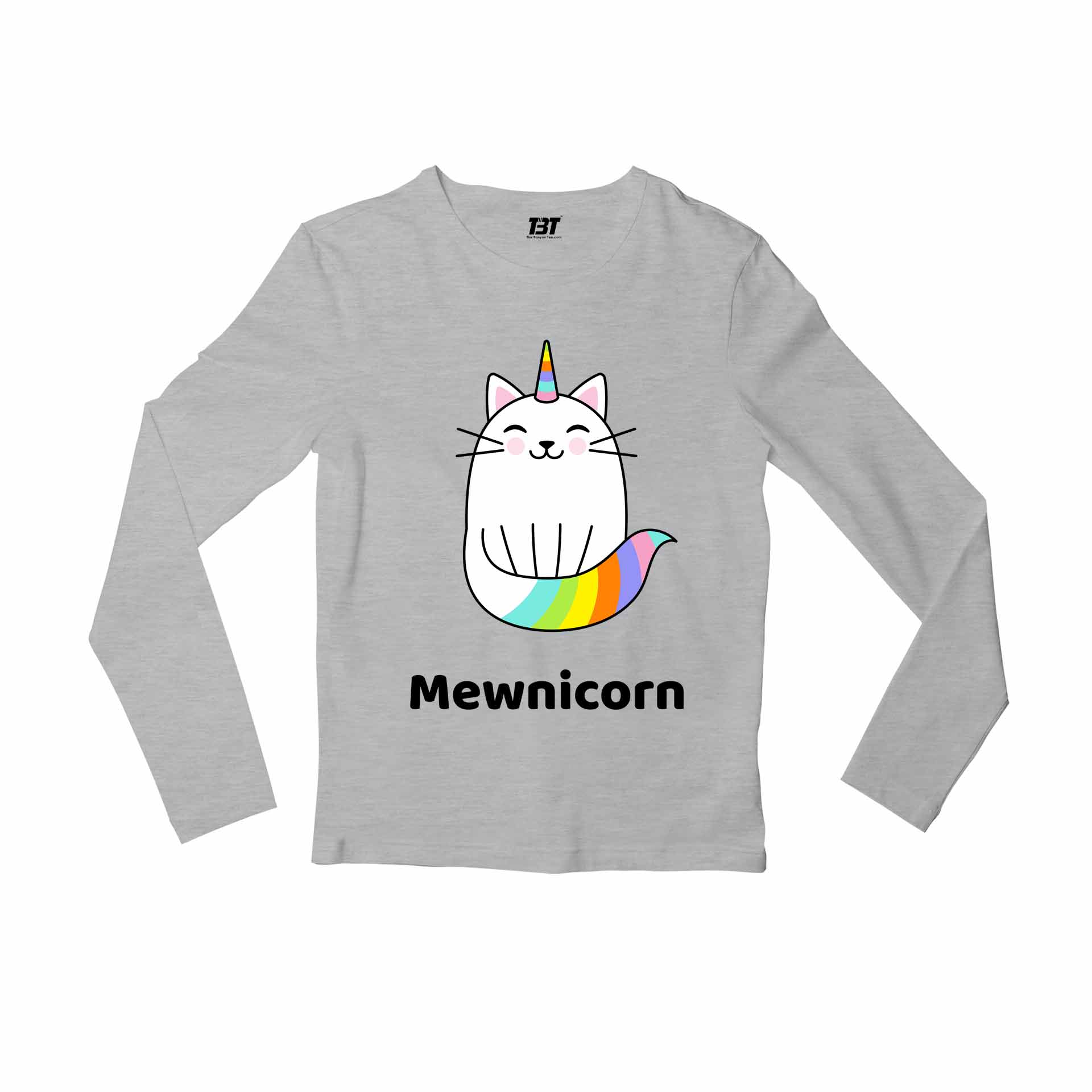 printed mewnicorn full sleeves long sleeves printed graphic stylish buy online india the banyan tee tbt men women girls boys unisex gray