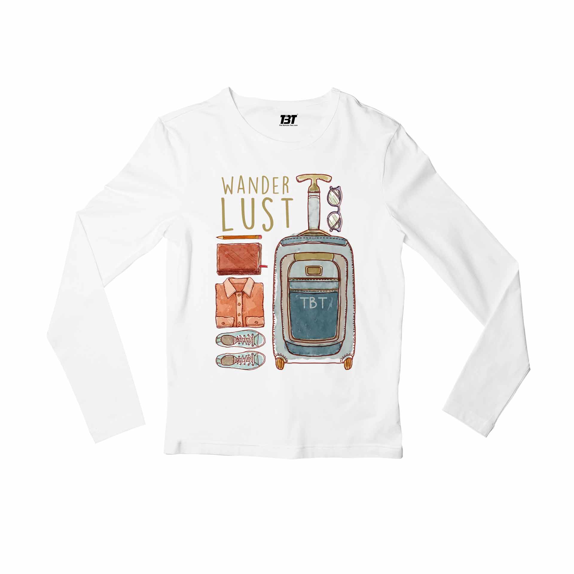 printed wanderlust full sleeves long sleeves printed graphic stylish buy online india the banyan tee tbt men women girls boys unisex white